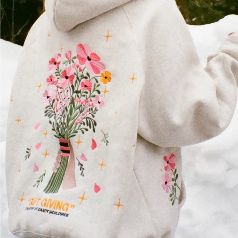 Dandy Worldwide “Gift Giving” Floral Embroidered Hoodie